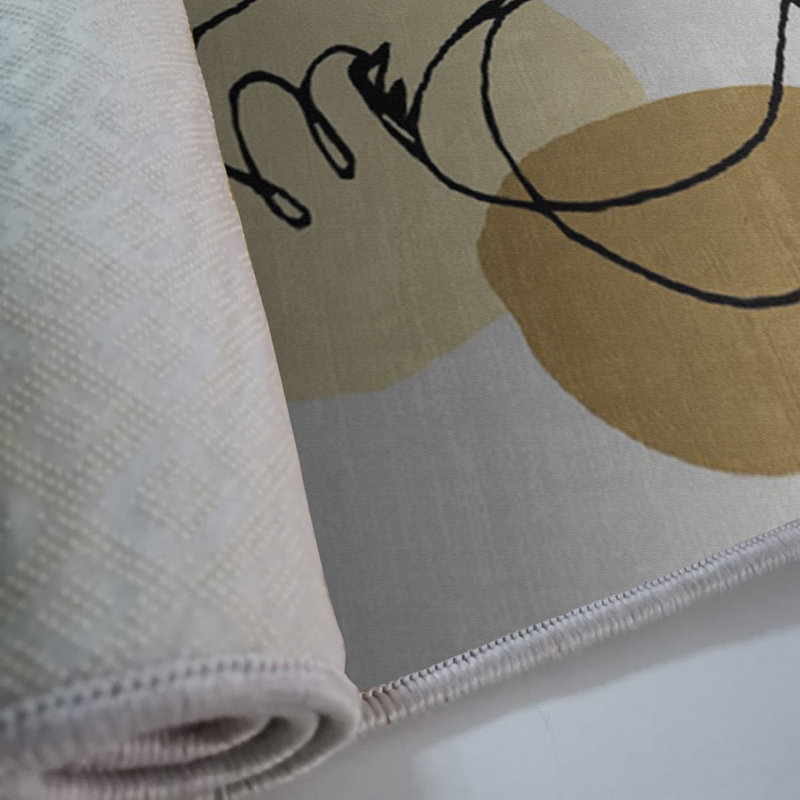 Luxurious Woven Carpet, 5.9 x 9.2 ft, 100% Polyester, Non-Slip Felt Dot Underside | Raschel Knitting, Pile Height: 0.4 in, Total Thickness: 0.4 in | Machine Washable, Elegant Design for Living Room & Bedroom