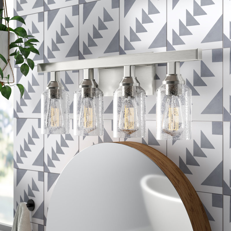 Éclairage pour salle de bain 4 lumières Tereza, Nickel poli brossé