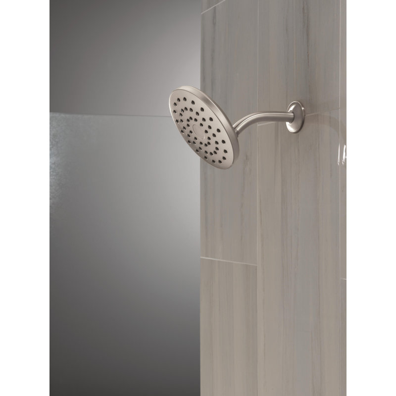 PivotPro Rain Showerhead, Single Setting 7 Inch Round Shower Head 1.75 GPM Stainless, Lumicoat® Stainless