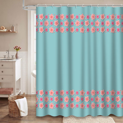 Magnifique rideau de douche floral avec 12 crochets