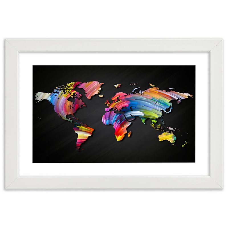 Coloured Cards - Single Picture Frame Print, White, 70cm H x 100cm W