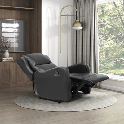 Norihisa 30" Modern & Contemporary Faux Leather Reclining Chair with Tab Pull Recline, Pocket Coil Seating & Solid Wood Frame