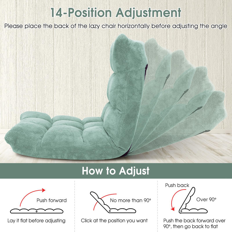 Chaise de plancher pliante avec dossier, Vert