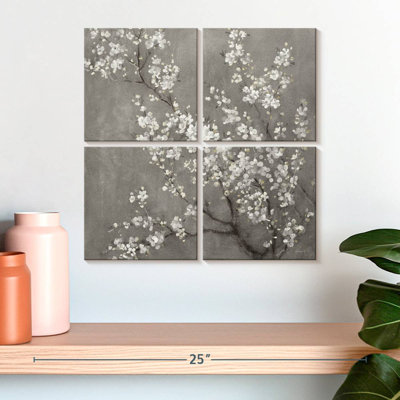 Fleurs de cerisier blanches Harnek II sur fond gris