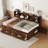 Full Size Wooden Captain Bed With Built-In Storage Shelves, 4 Drawers And 2 Cabinets, Antique Brown