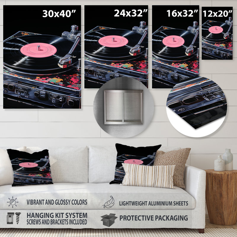 Rose et noir, plaques tournantes Brilliance I - Art mural en métal, H 32 po x l 24 po x P 1 po