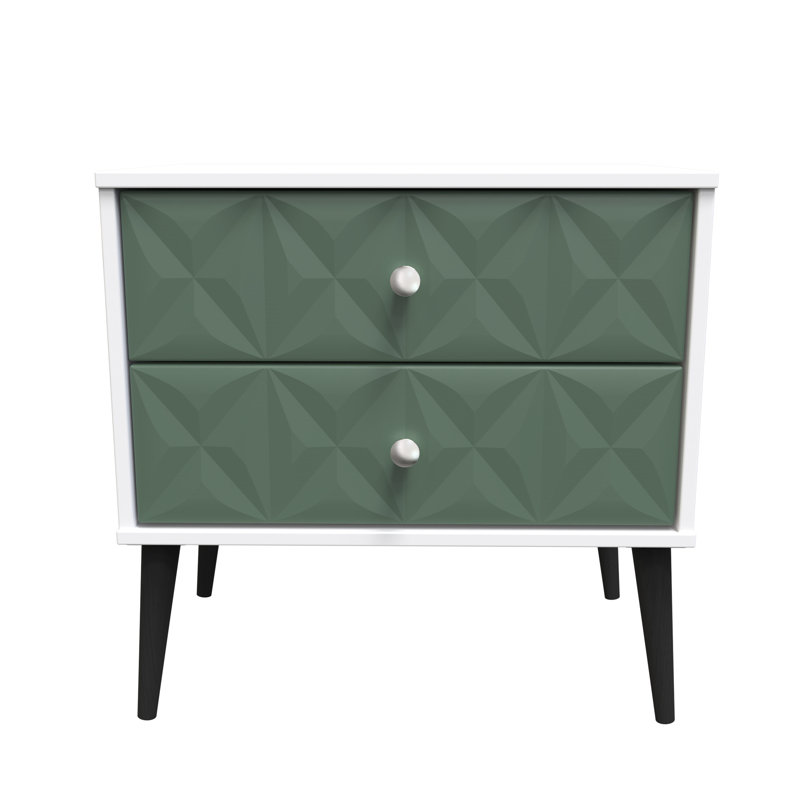 Carnlea 58 cm W Bedside Table, Labrador Green/White