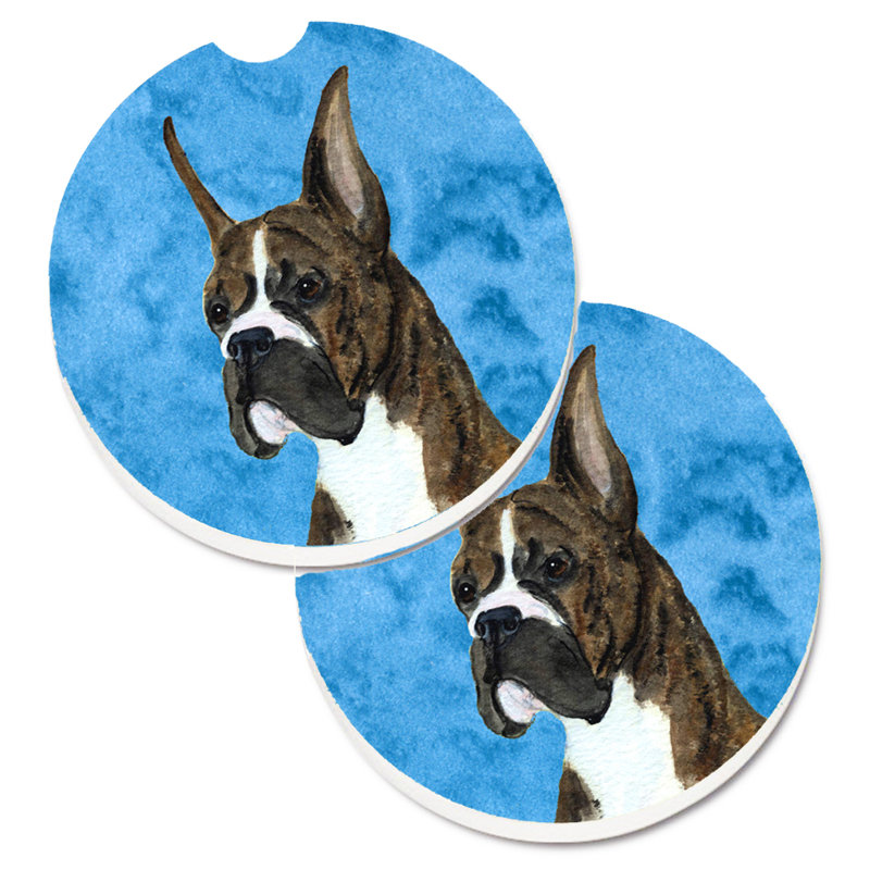 Sous-verre barbu collie voiture, Boxer bringé à oreilles coupées