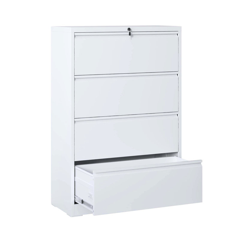 Metal 4 Filing Cabinet, White Lockable Cabinet For Home Office, Accommodates Various File Sizes, Stable & 4 Drawer Office Use, Holds Legal/Letter/A4/F4 Size, Storage