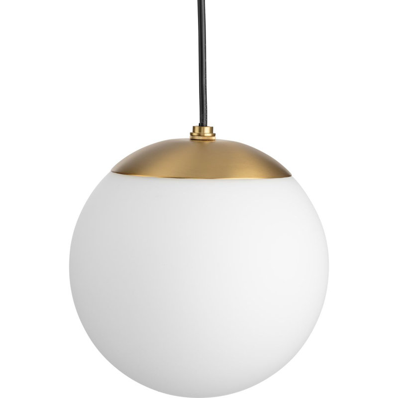 Luminaire suspendu moyen avec globe en verre opale, Bronze brossé