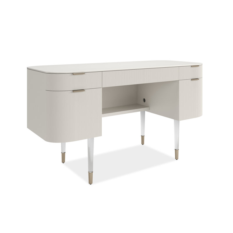 Bureau double caisson Love, Perle mate