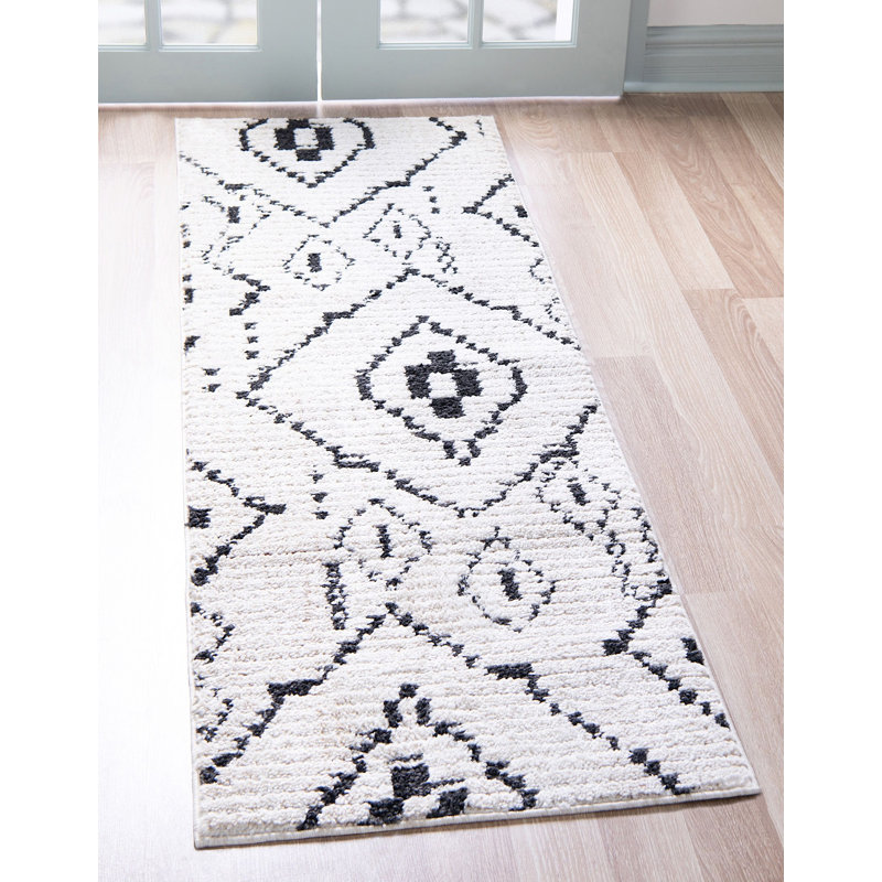 Tapis à motif abstrait Victorville, Tapis de couloir 2 pi 2 po x 6 pi