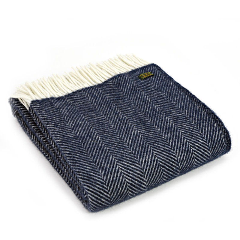 100% Pure New Wool Throws, Navy