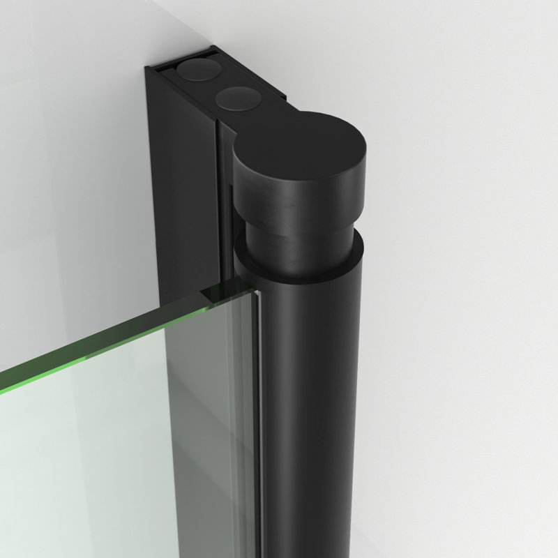 35'' W x 55'' H Frameless Tempered Glass Tub Door with Black Frame
