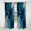 Bleu sarcelle et noir aqueux Whimsy I - Rideau abstrait occultant moderne - 1 panneau-107809294