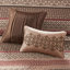 Ensemble de couvre-lit très grand réversible en jacquard 5 pièces avec motifs géométriques et feuilles pour très grand lit