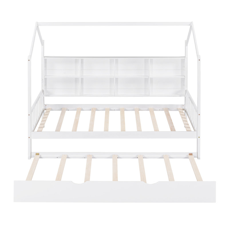 Lit gigogne en bois, lit avec tablette, Lit simple