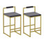 Ensemble de 2 tabourets de bar avec dossier et repose-pieds en velours à hauteur de comptoir pour îlot de cuisine-1546426815-1546426813