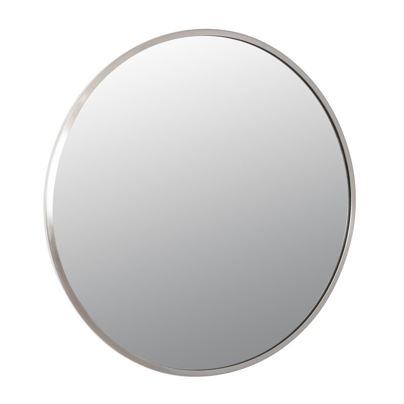 Cottage Round Wall Mirror, Brushed Nickel