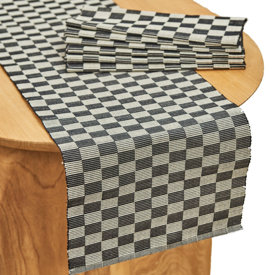 Handloomed Table Runner, Black