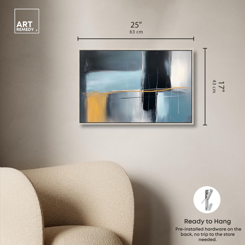 Art moderne, art moderne sur toile Boho, H 17 po x l 25 po x P 2 po, Argent argent, Reproduction encadrée sans passe-partout