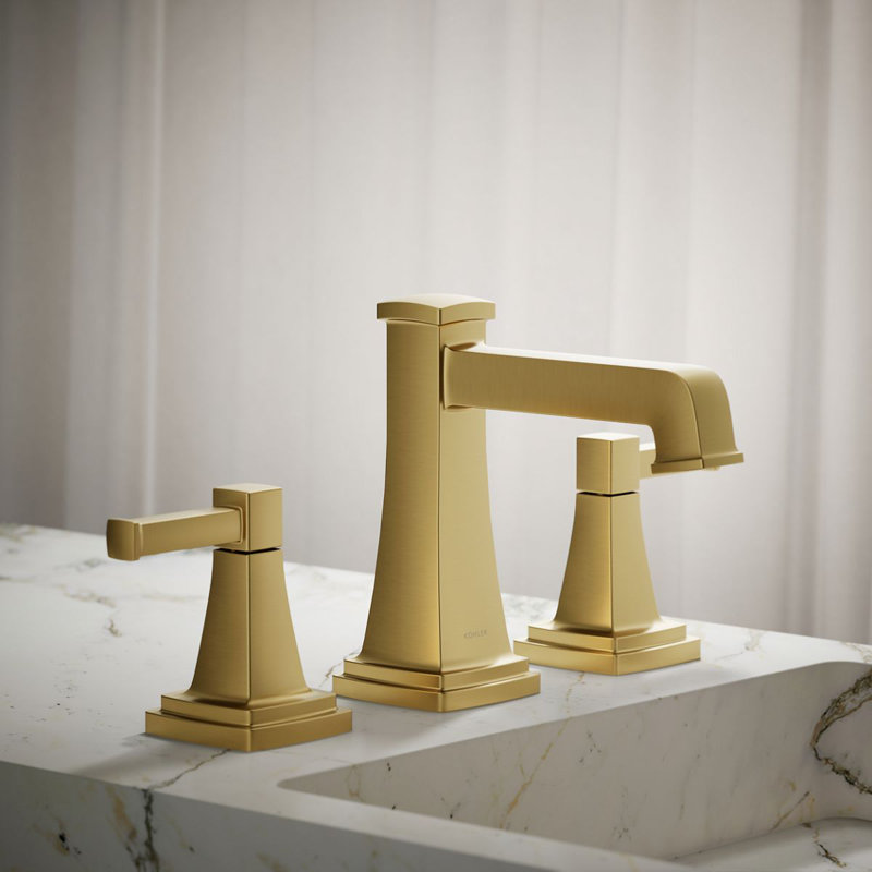 Riff Widespread Bathroom Sink Faucet, 0.5 GPM, Vibrant Brushed Moderne Brass