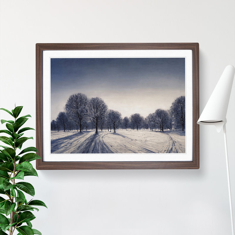XH1022-10190X Winter Forest Landscape Vol.6 1 Piece Single Picture Frame Wall Art, 34cm H x 46cm W x 2cm D, Walnut
