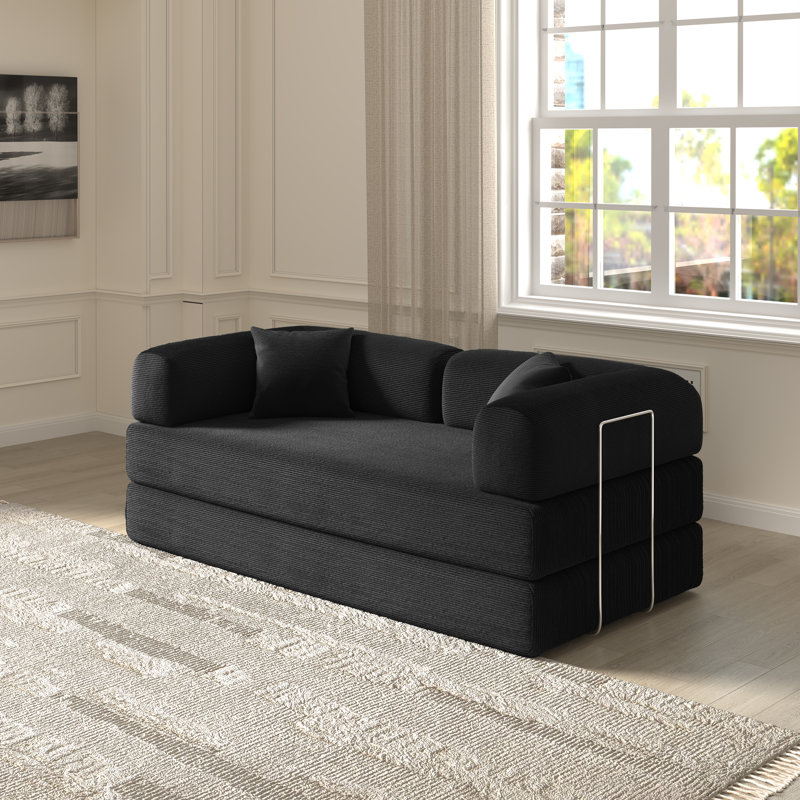 Jordan 78.4''Foldable Three Person Sofa Bed, Black