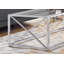 Table basse, accent, cocktail, rectangulaire, salon, L 44 po, verre trempé transparent, métal chromé, contemporain, moderne
