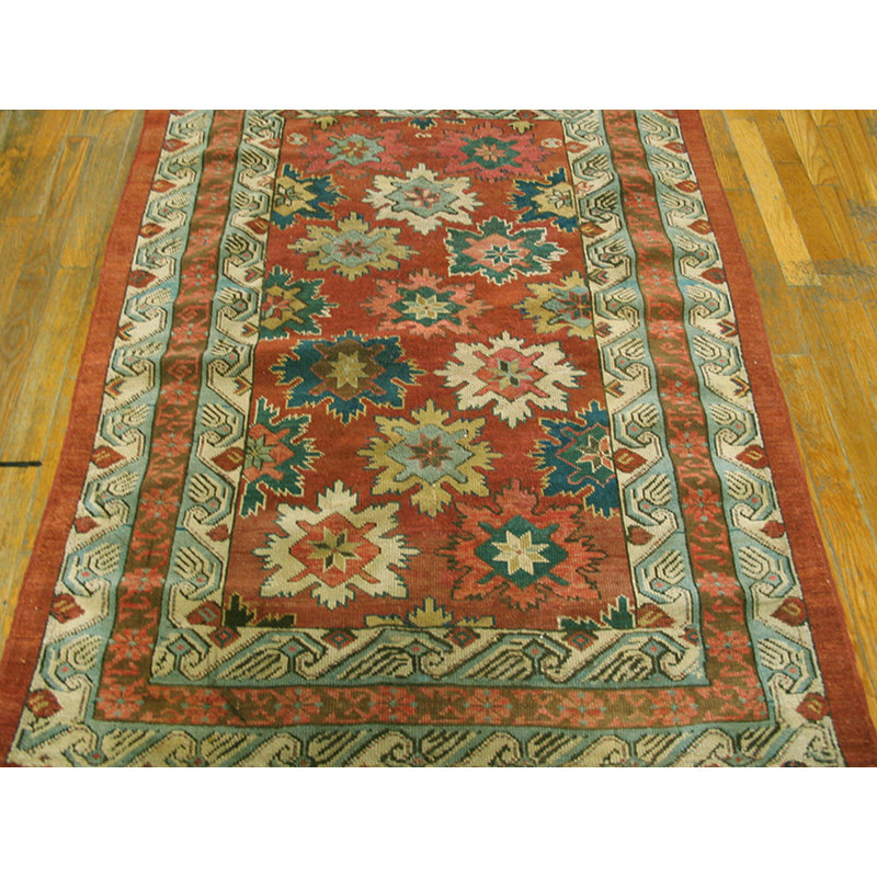 Rustic Antique Caucasian Tribal Floral Pattern Seychour Rug