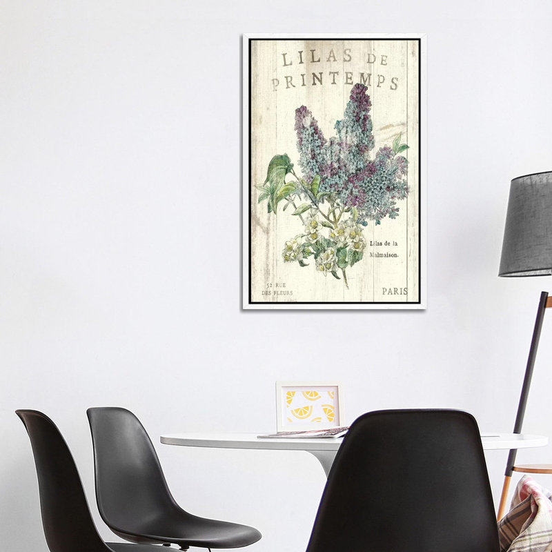 Lilas De Printemps - Print on Canvas, 66.04 cm H x 45.72 cm W, White Floater Framed