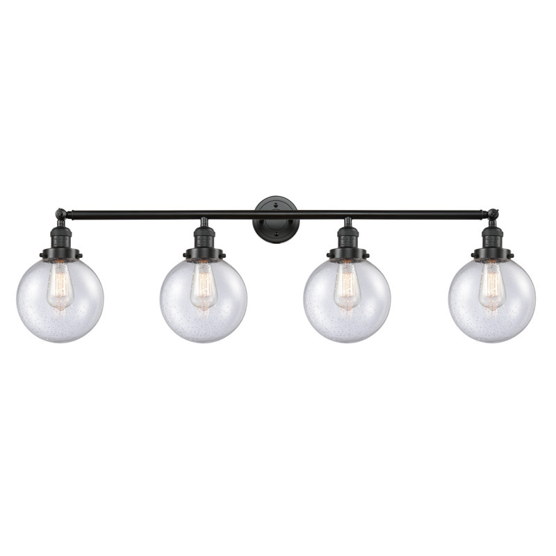 Clementina 4 - Light Dimmable Vanity Light, Seedy, 3.5 Watt Vintage LED Bulb, Satin Gold