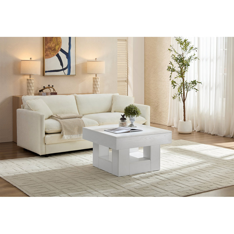 Table basse rustique carrée, White