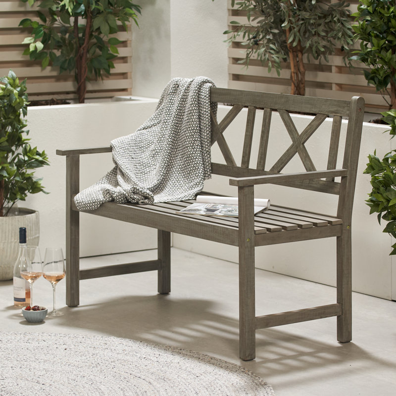 Aarlo Solid Wood Acacia Outdoor Bench, 90 H x 150 W x 61 D cm, Grey
