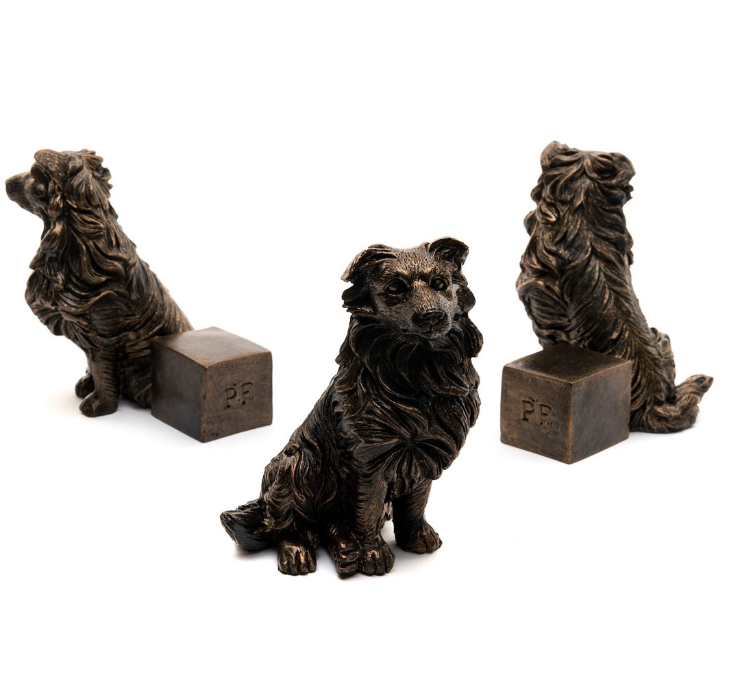 Leasburg Border Collie Dog Bronze Coloured Planter Feet In Gift Box (Set of 3) Winston Porter