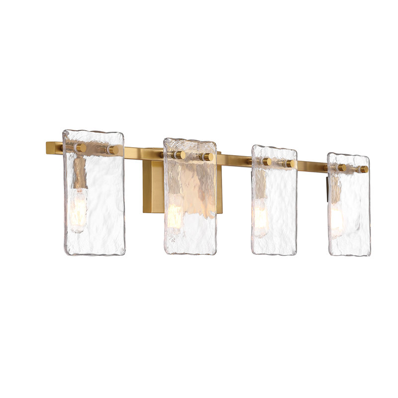  Genry 4-Light Bathroom Vanity Light in Warm Brass, Warm Brass, 7.75" H x 35" W x 35" D, 4 Lights