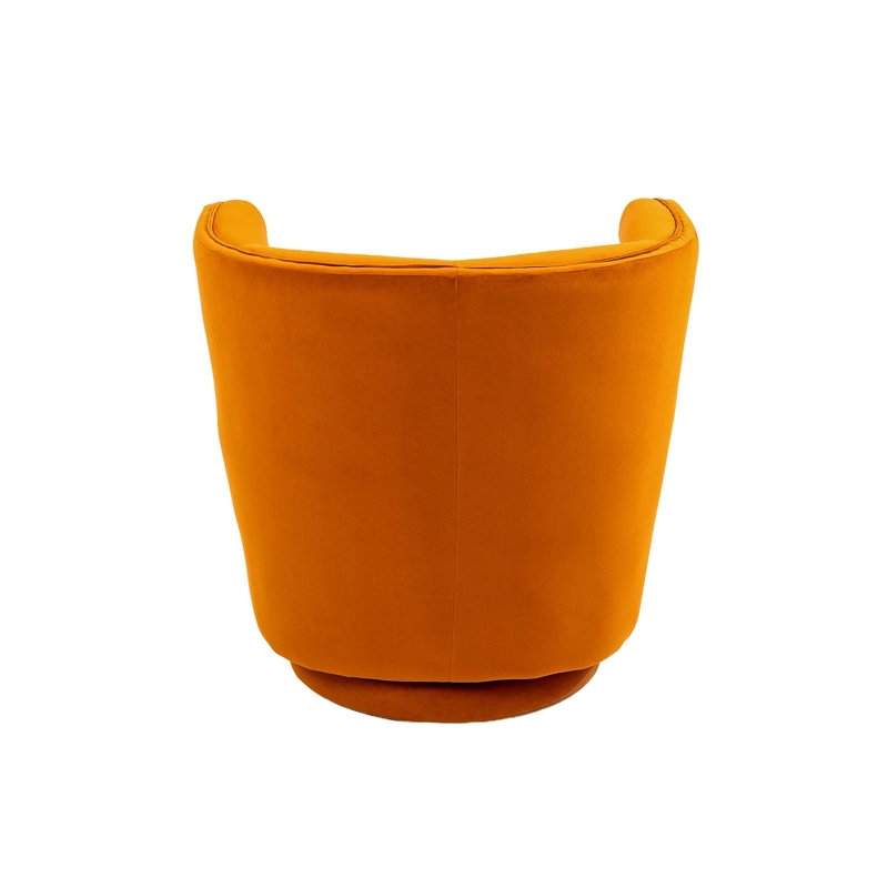 Lasharn Upholstered Swivel Side Chair with Ottoman, Orange Linen