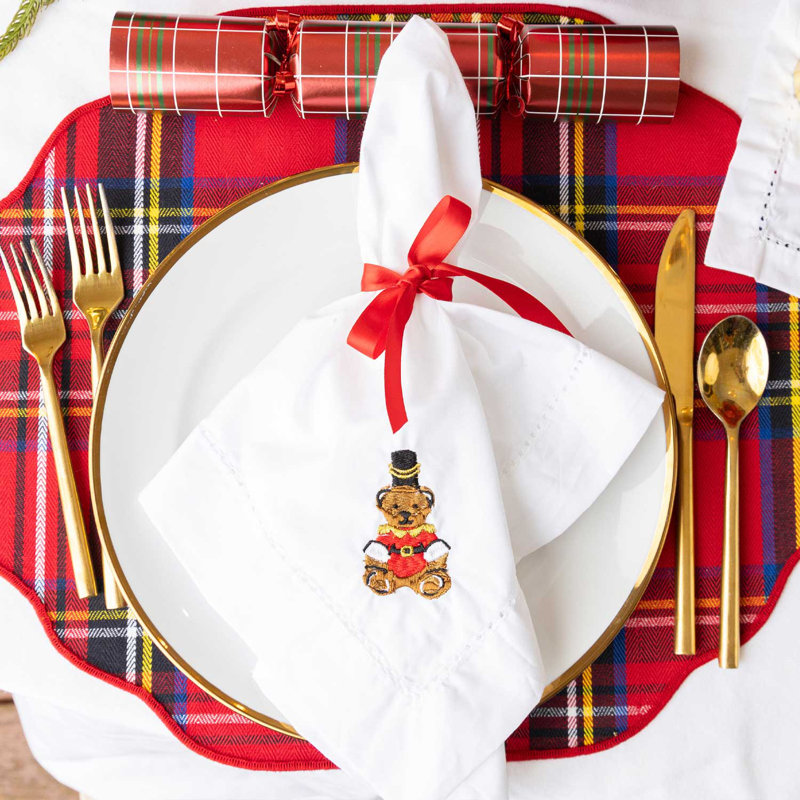 Serviette de table brodée Teddy Bear