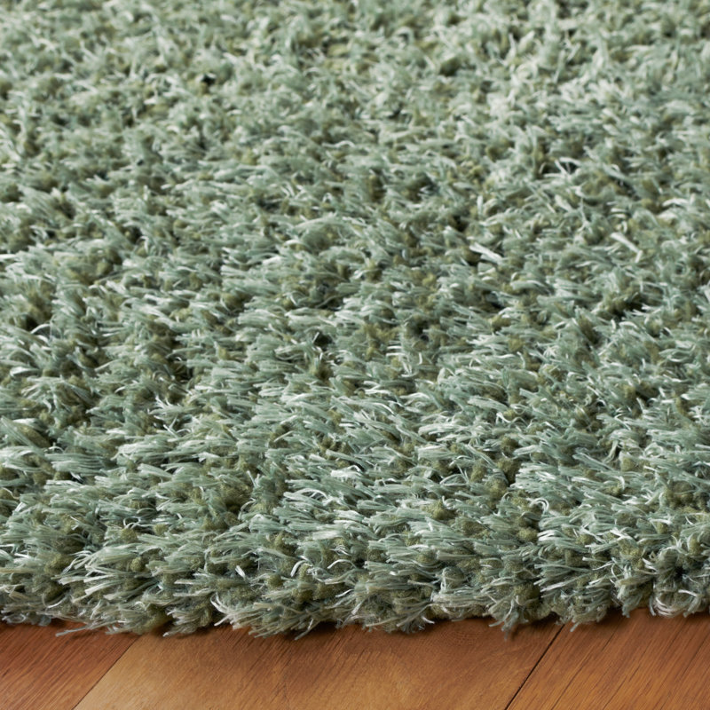 Brusch Solid Color Machine Woven Polyester Area Rug in Green, Round 6'7"