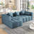 101.2" Living Room Couch, Blue. Modular For Personalized Space. Full Foam Support. Captivating Curved . 3 Square & 2 Bolster Pillows. Back, American Glamour Blue Sectional , 101.2". Deep Seating-202805742-202805743