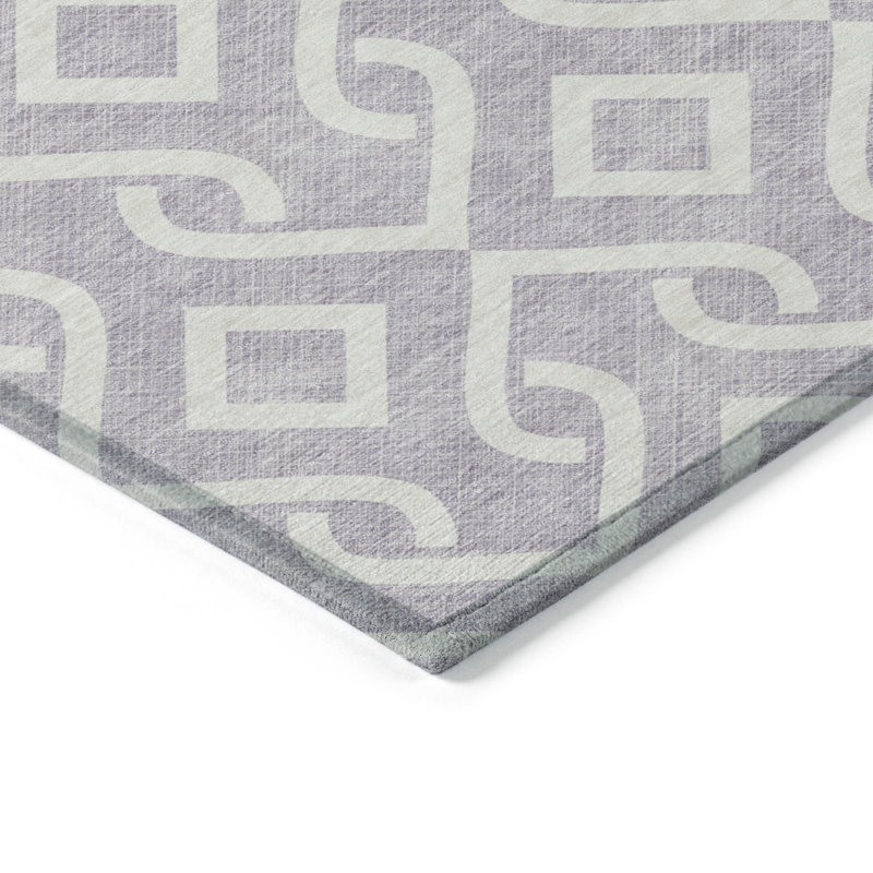 Tapis intérieur / extérieur ivoire lavable géométrique 10 pi x 14 pi