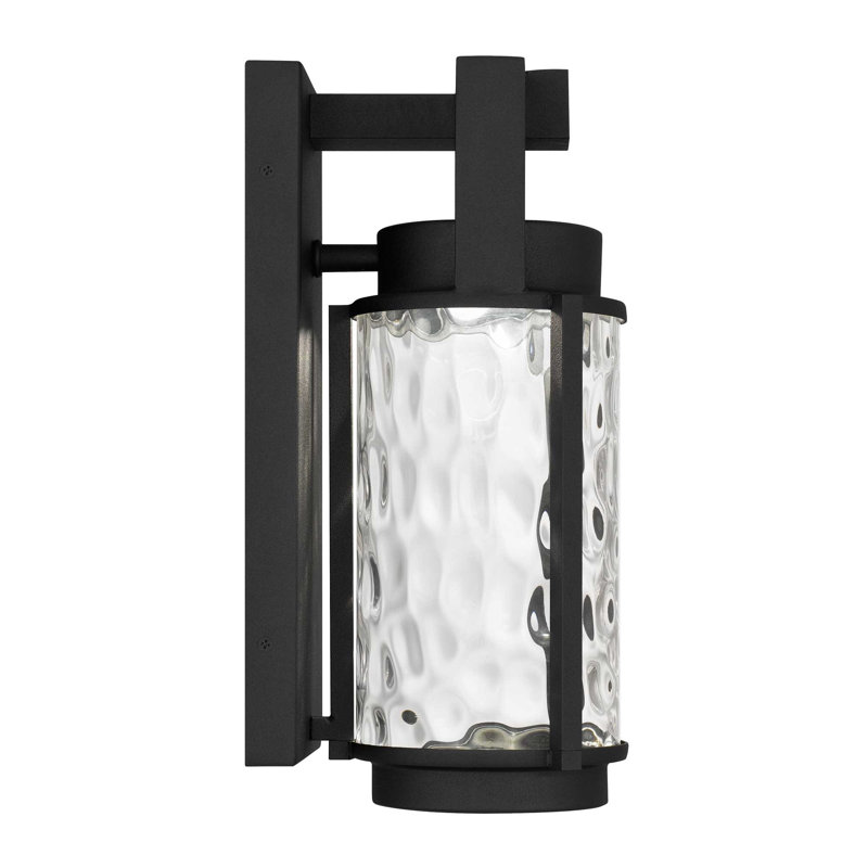 Winston LED Wall Lantern with Mouth-Blown Hammered Glass, 3-CCT Selectable, Dimmable, Wet Rated, 12.875" H x 5" W x 6.625" D