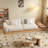 Grimpante 102.3" Beige Cotton Linen Sleeper Upholstered Sofa Bed,with MDF frame-108998199