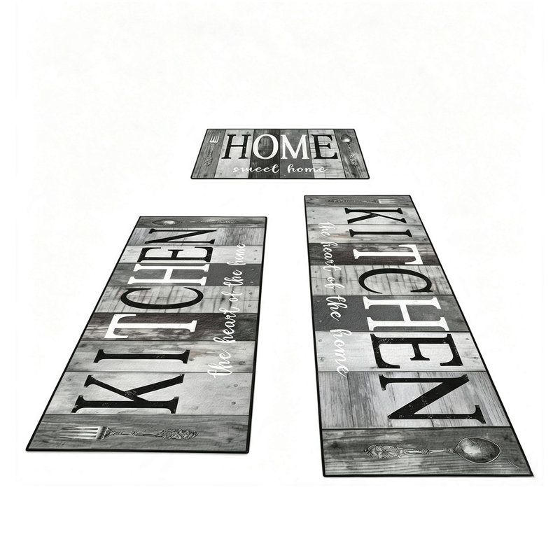 Ensemble de 3 tapis de cuisine fermables antidérapants pour évier de cuisine et couloir Farmhouse, Farmhouse
