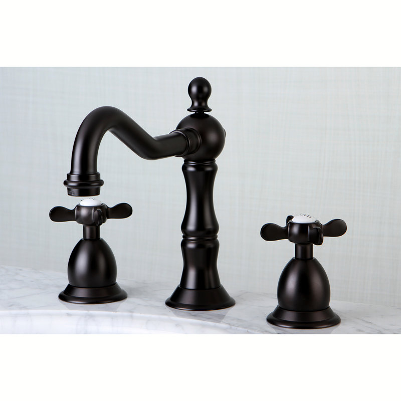 Kingston Brass Essex Two-Handle 3-Hole Deck Mount Widespread Bathroom Faucet with Brass Pop-Up Drain, Oil Rubbed Bronze