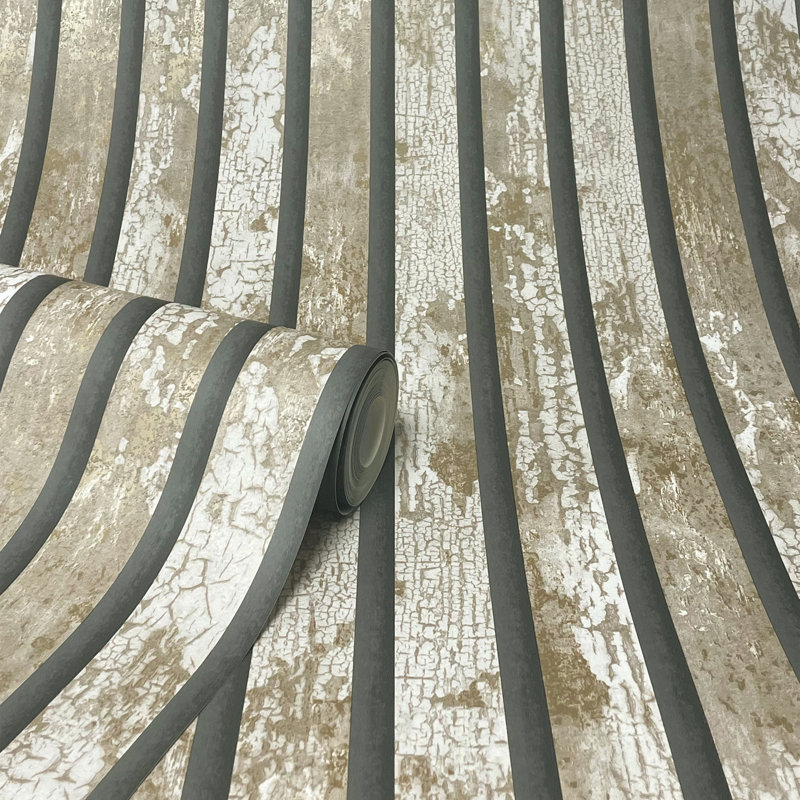 Carbon Oxidised Wood Panel Effect Wallpaper, Natural