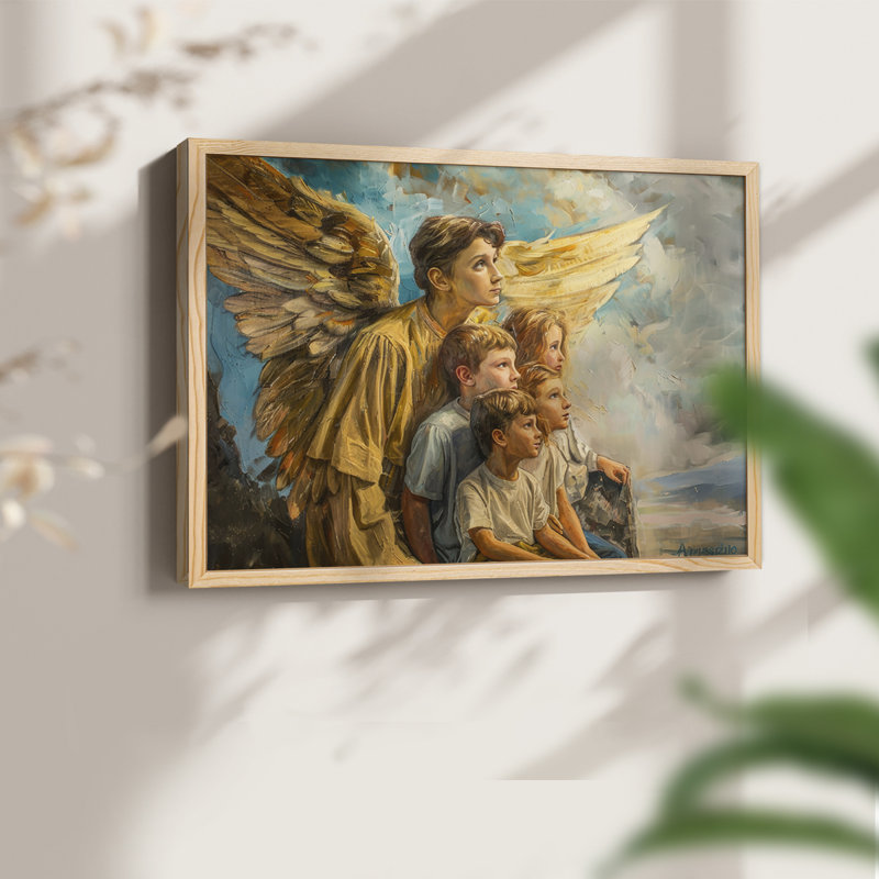 Angels From Above-CV - Reproduction encadrée - Restickable, Naturel, H 22 po x l 28 po