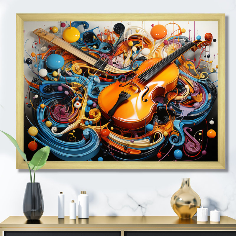 «Mansoora Colorful surreal symphony III», reproduction sur toile, Cadre doré à une seule photo, H 16 po x l 32 po x P 1 po