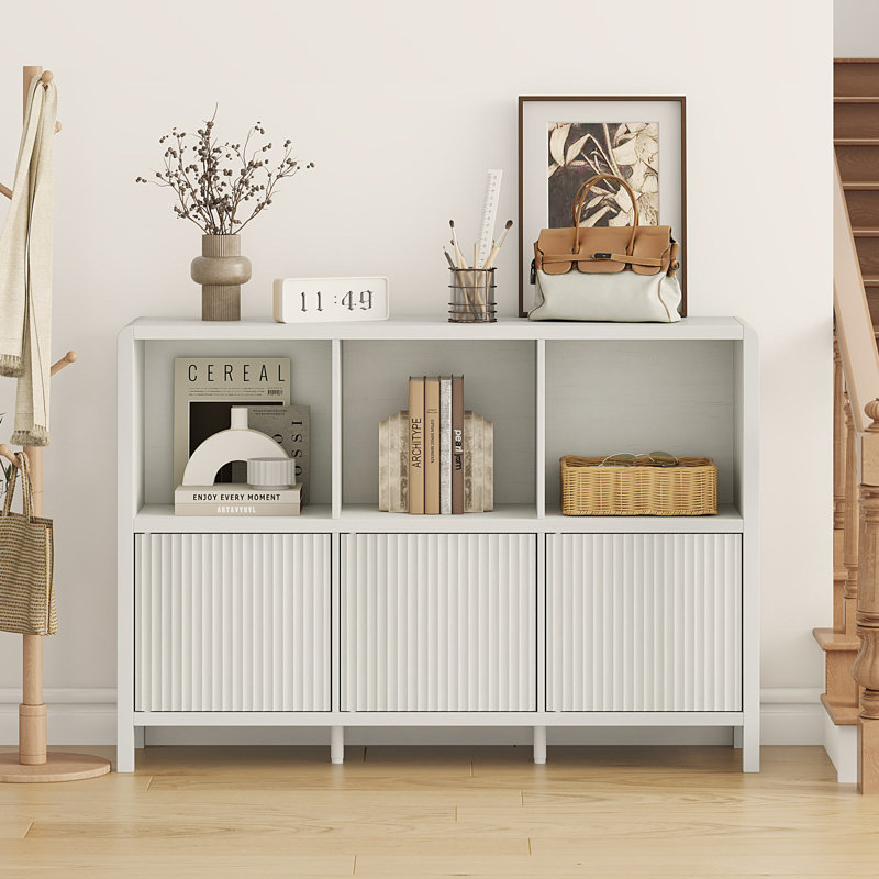 Bibliothèque en bois Guinna, Blanc rétro