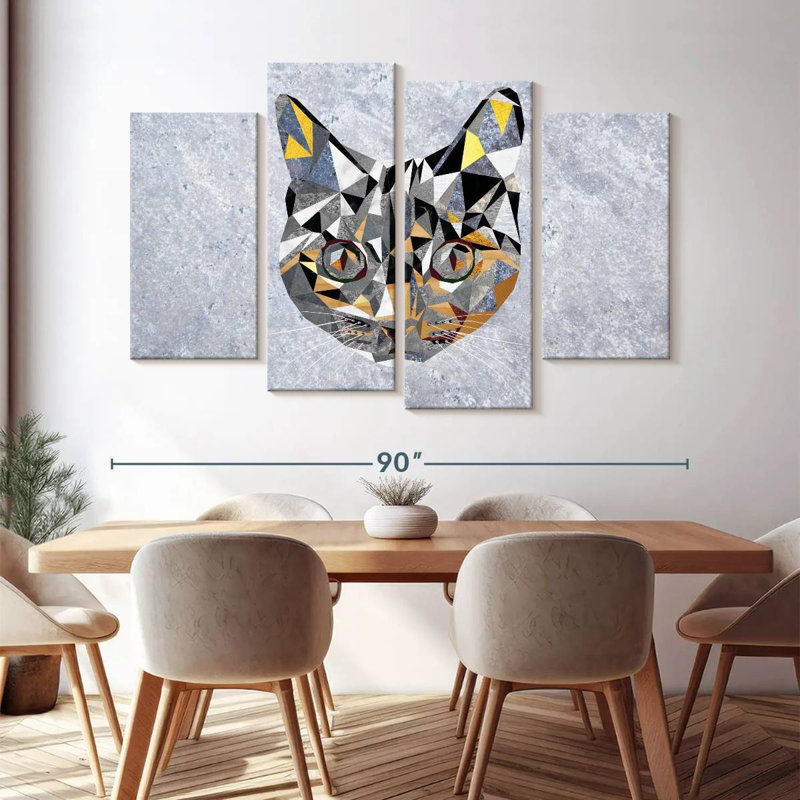 «Geometric Cat», reproduction d'art sur toile, H 54 po x l 84 po x P 1,25 po